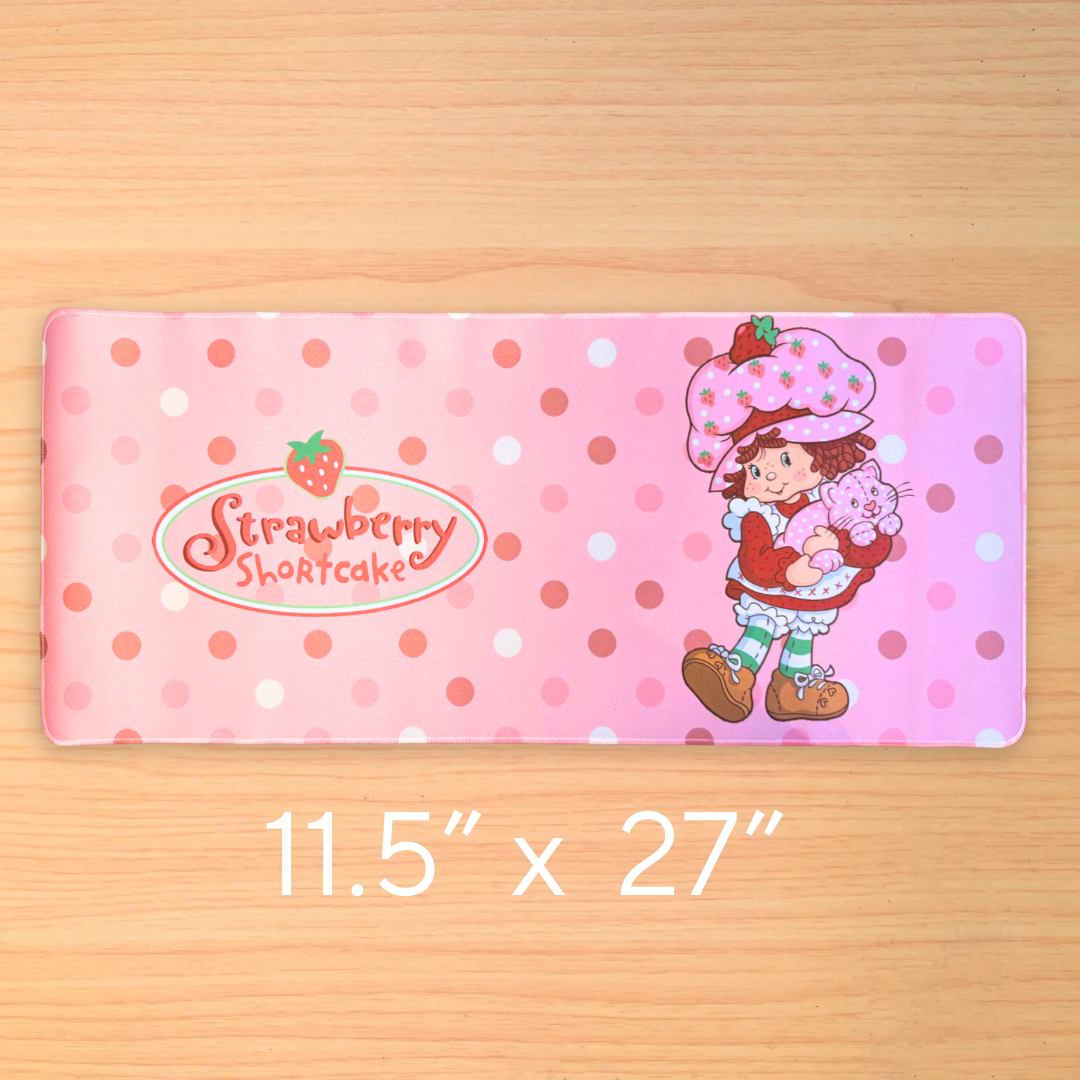 Strawberry Girl Dots Desk Mat