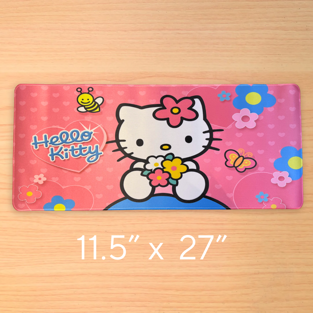Kitty Flowers Desk Mat
