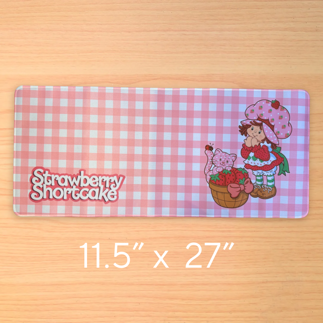Strawberry Girl Gingham Desk Mat